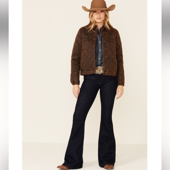 SHYANNE WESTERN BLANKET DARK BROWN QUILTED OILSKIN JACKET SIZE LARGE EUC - Picture 12 of 12